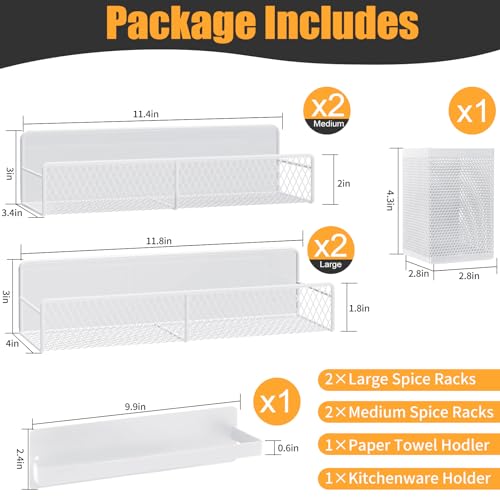 Magnetic Spice Rack for Refrigerator (White / 6 Pack)