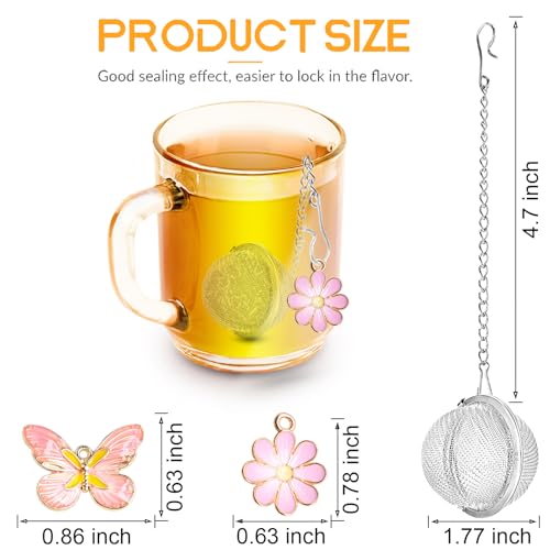 Set of 2 Tea Infuser for Loose Leaf Tea with Butterfly and Flower Charms (Butterfly & Flower)