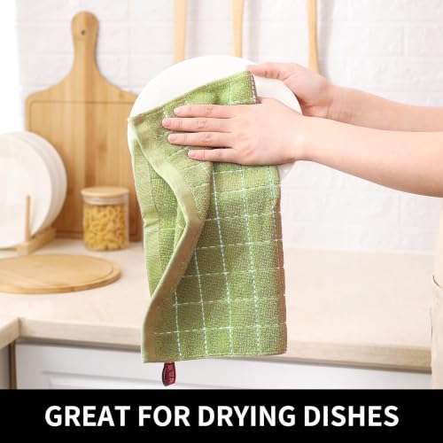 100% Cotton Terry Kitchen Dish Cloths (Sage Green / 12 X 12 - 12 Pack)