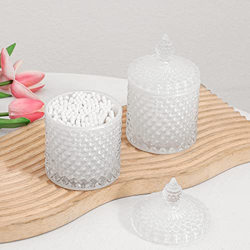 2 Pack Qtip Holder Apothecary Jars with Lid (10 oz (2 pack) / White)