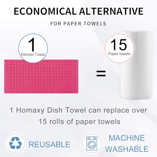 100% Cotton Terry Kitchen Towels (Rose Red / 13 X 28 - 8 Pack)