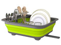 Collapsible Dish Drying Rack for RV Campers Portable Dinnerware Drainer Organizer for Kitchen Travel Trailer (Square Green)