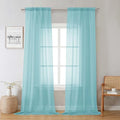 Aqua Sheer Curtains for Living Room 96 Inches Long 2 Pcs (Aqua / 42"W x 96"L (Pack of 2))
