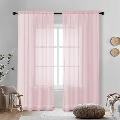 Blush Pink Sheer Curtains 78 Inches Long 2 Panels (Blush / 42"W x 78"L (Pack of 2))