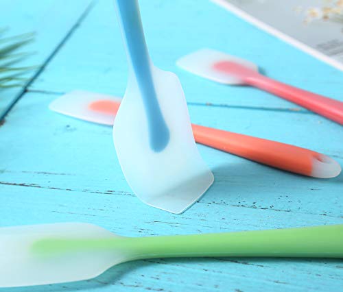 Silicone Spatula Set of 4 (2 Large(Blue, Green) + 2 Small(Orange, Red))