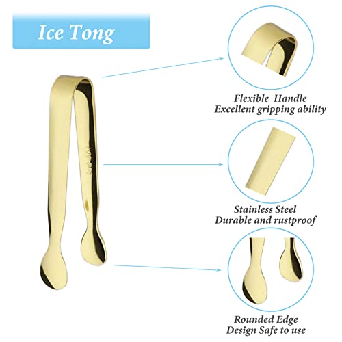 6PCS Ice Tongs Mini Sugar Tongs 4.25Inch Tong for Serving Food Small Serving Tong (6PCS Silver and Gold)