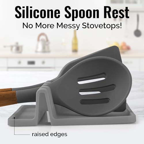 Zulay Silicone Utensil Rest (Standard (2 Pack) / Gray)