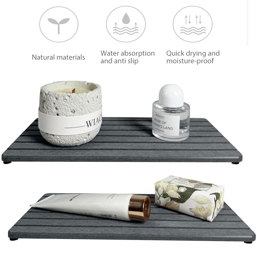 2 PCS Water Absorbent diatomite Coasters (12.2 x 5.5 inches / Dark Grey)