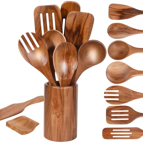 Wooden Spoons for Cooking (10 Piece Natural Wood Color)
