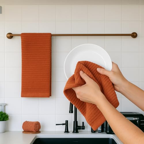 Burnt Orange Rust Kitchen Hand Dish Towels (Burnt Orange)