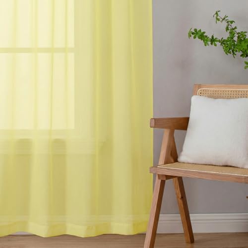Goose Yellow Sheer Curtains 78 Inches Long 2 Panels (Goose Yellow / 42"W x 78"L (Pack of 2))