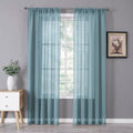 Sheer Curtains Linen Textured Bedroom Curtain Sheers Light Filtering Rod Pocket Voile Curtains for Living Room (54"W x 84"L (Pack of 2) / Dusty Blue)