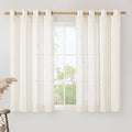 Linen Semi Sheer Curtains 45 Inch Length for Bedroom 2 Panels (52"W x 45"L (Pack of 2) / Cream)
