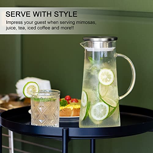1.5L 51oz Glass Pitcher with Lid and Handle (51 Ounces / Clear)