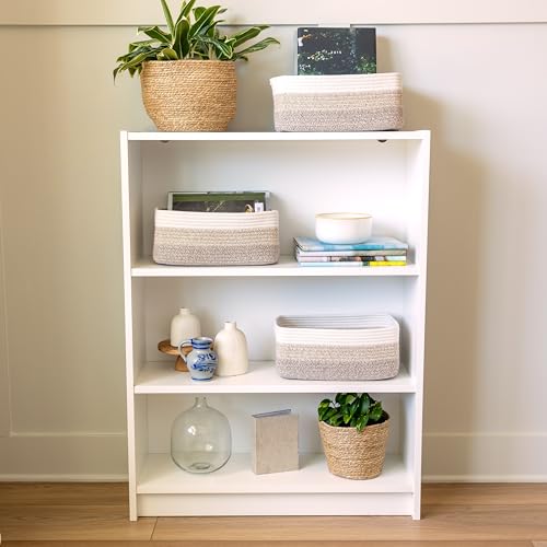 13.5”x8.5”x5.5” Storage Baskets for Shelves 3 Pack (3-Tone Brown / 13.5" x 8.5" x 5.5")