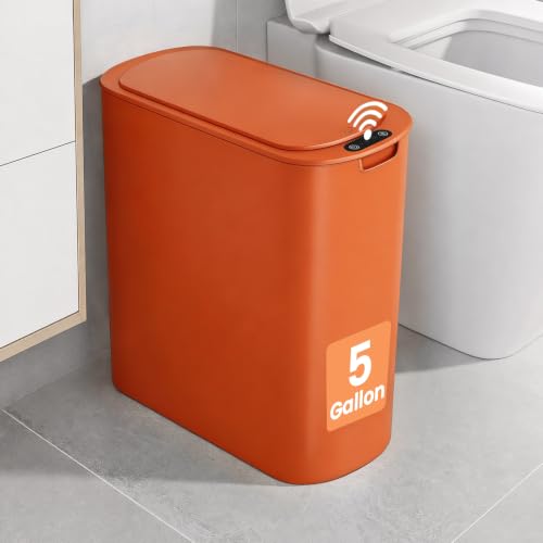 5 Gallon Automatic Bathroom Trash Can with Lid (Orange)