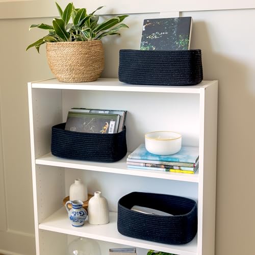 13.5”x8.5”x5.5” Rectangle Storage Baskets for Shelves 3 Pack (Black / 13.5" x 8.5" x 5.5")