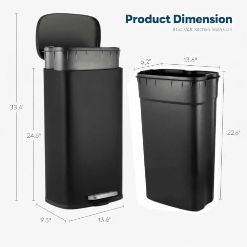 8 Gal Kitchen Trash Can (Black / 8 Gal)
