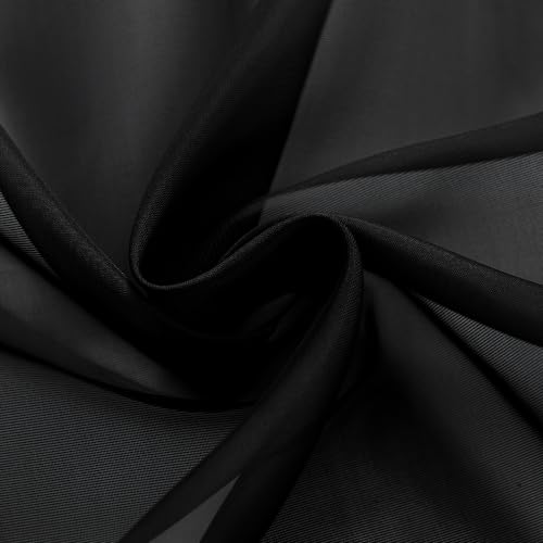 Black Sheer Curtains 4 Panels Rod Pocket Semi (Black / 52"W x 63"L (Pack of 4))