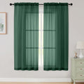 Sheer Hunter Green Curtains for Bedroom Living Room 63 Inch Length 2 Panels (Hunter Green / 42"W x 63"L (Pack of 2))