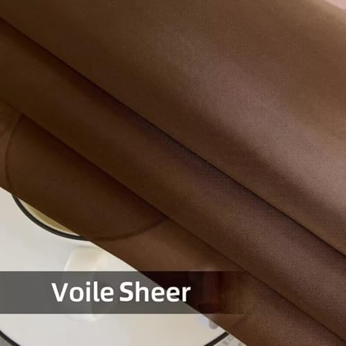 Solid Sheer Rod Pocket Curtain Voile Draperies 2 Panels White Beige Black Ivory Coffee 26 Inch Width 30 Inch Long 1 Pair for Kitchen Bedroom Children Living Room Yard (Brown / 26"W x 30"L (Pack of 2))
