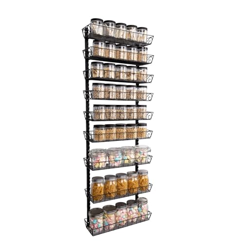 Wall Mount Spice Rack Organizer (9-Tier / Black)