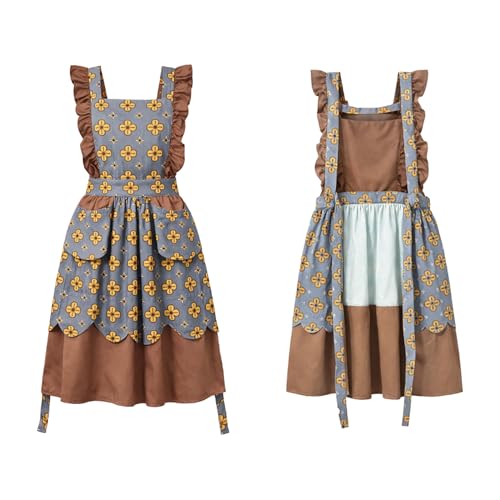 Retro Kitchen Apron for Women with Pockets (Grey)