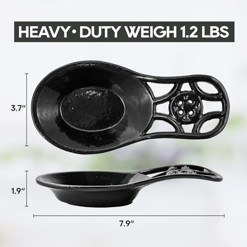 Cast Iron Spoon Rest (Black / Floral Scrollwork)