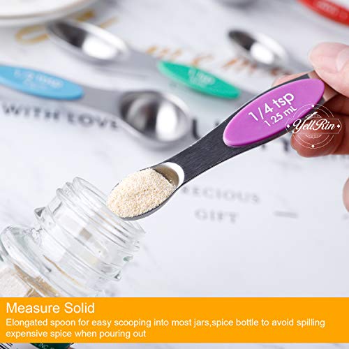 Magnetic Measuring Spoons Set Stainless Steel Dual Sided Measuring Spoons (Color)