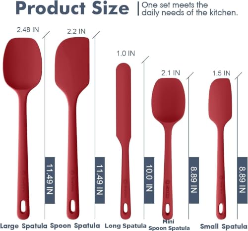 5 Pieces Silicone Spatulas Set (Red / 5 pieces)
