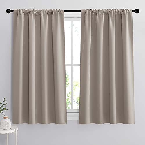54 inch Blackout Curtains for Living Room Bedroom (Sand / 42"W x 54"L (Pack of 2))