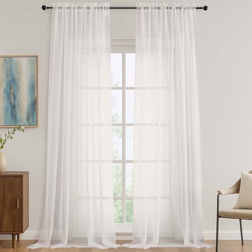 Ivory Sheer Curtains 120 Inches Long 2 Panels Set (Ivory / 59"W x 120"L (Pack of 2))