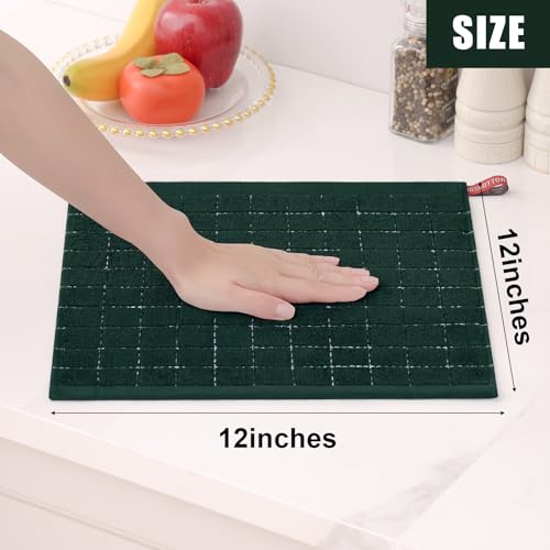 100% Cotton Terry Kitchen Dish Cloths (Blackish Green / 12 X 12 - 12 Pack)