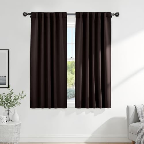 Bedroom Blackout Curtains (Brown / 42"W x 72"L (Pack of 2))