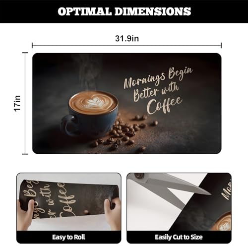 Dish Drying Mat Large Coffee Mat Absorbent Drying Mat for Kitchen Counter Coffee Bar Accessories 32"x 17" (Latte Cups 4)
