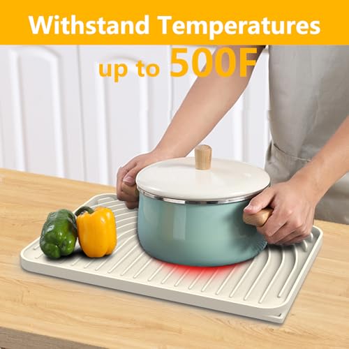 Kitchen Counter Dish Drying Mat (14.6×11inch / Cream)