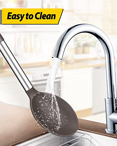 Silicone Cooking Spoons for Nonstick Cookware (Chocolate)