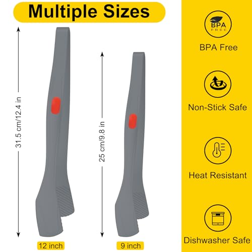 Silicone Kitchen Tongs for Cooking (Gray)