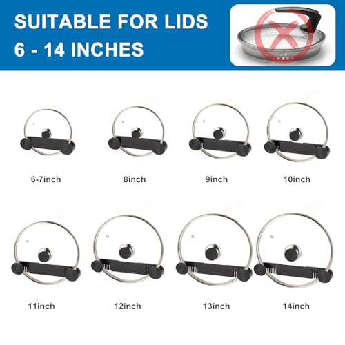 4 Pack Pot Lid Organizer for Cabinet Door (Black)