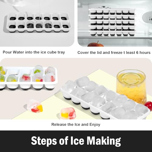 Ice Cube Trays 5 Pack for Freezer (Black&White / 5 Pack)