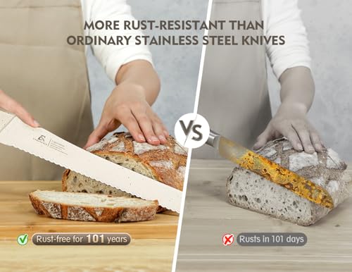 Bread Knife for Homemade Bread (Creamy White)