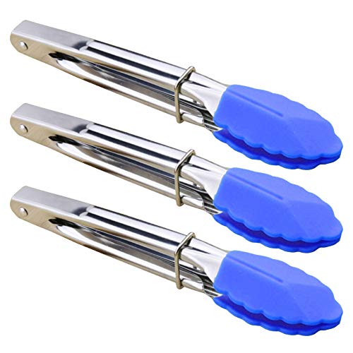 Small Tongs with Silicone Tips 7 (7-inch / Blue)
