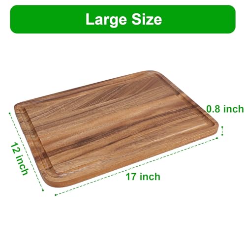 Acacia Wood Cutting Board for Kitchen (17"L x 12"W)