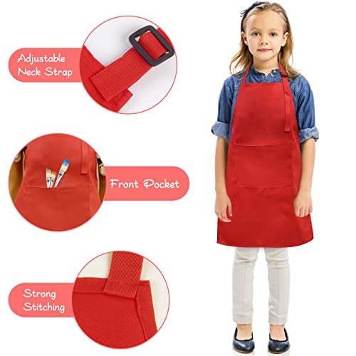 Kids Aprons with Large Pocket 2 Pack (Medium / Redx2)