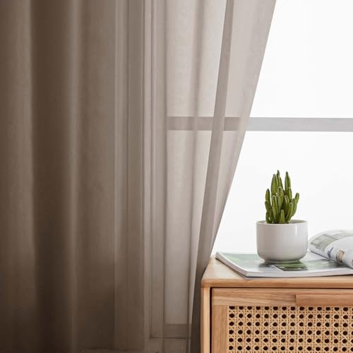 Kitchen Curtains 24 Inch Length Tier 2 Pieces (Chocolate / 42"W x 24"L (Pack of 2))