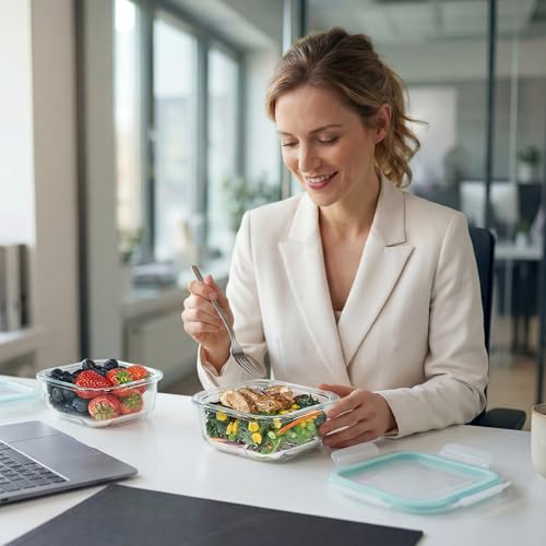 2Pack 17.5oz Glass Meal Prep Food Container Sets with Lids (Grey / 2pk17.5oz)