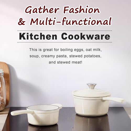 1Qt& 2Qt Saucepan Set (Cream White / 1+2 Quarts)