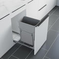 Dowell B15 Aluminum Base Wastebasket Pullout with Door Mount and 35Qt (Single Pull-Out - 35Qt)