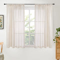Oatmeal Linen Curtains 48 Inches Long for Short Living Room (Oatmeal / 42"W x 48"L (Pack of 2))