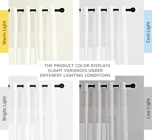 White Sheer Linen Curtains 96 Inches Long (52"W x 96"L (Pack of 2) / White)